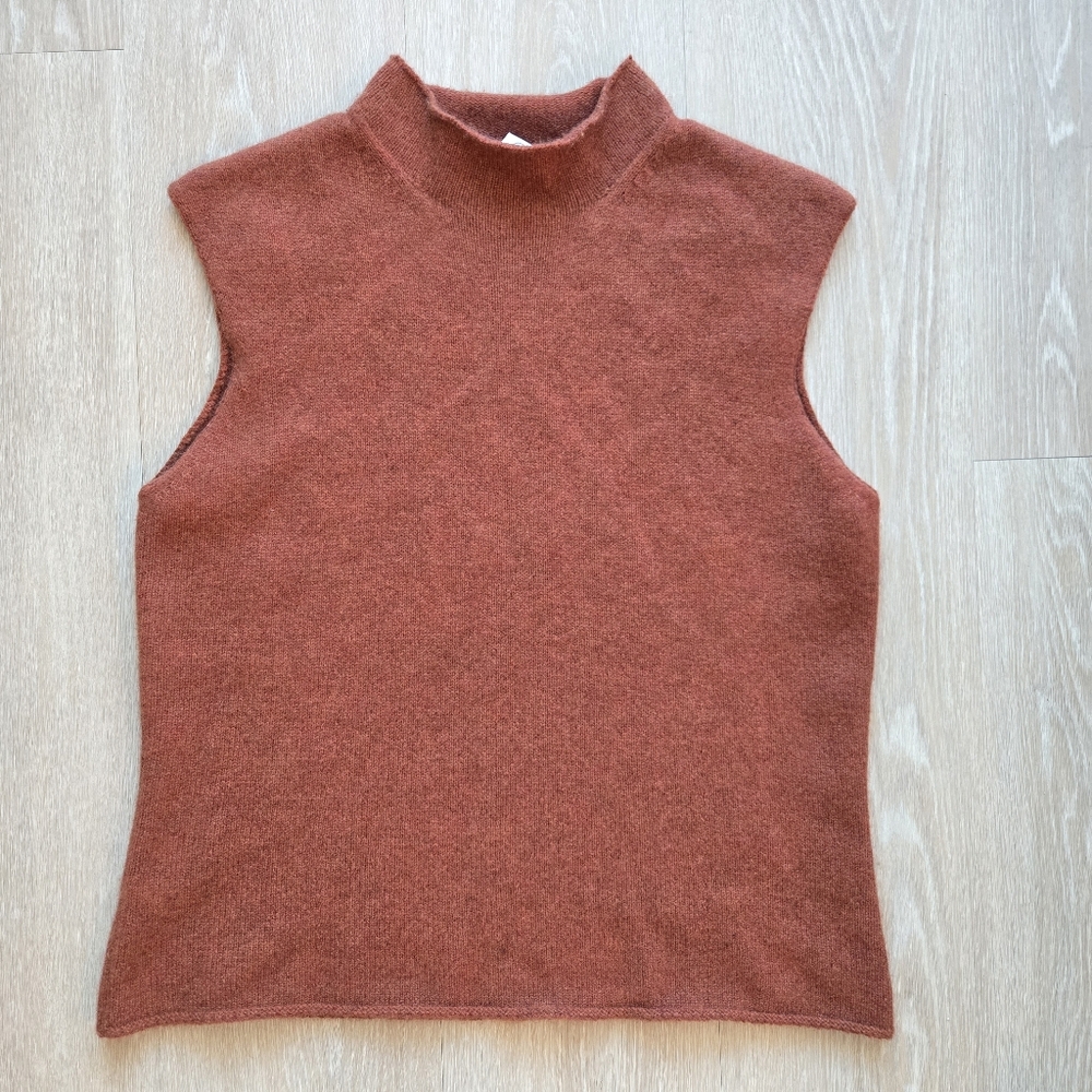 White + Warren Sleeveless Burnt Orange‎ Brown Sweater Sleeveless Top size XL